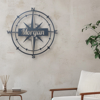 Custom Name Compass Sign - Personalized Metal Wall Art - Compass Rose Wall Hanging