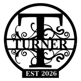 Personalized Metal Monogram Sign |  Custom Last Name