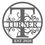 Personalized Metal Monogram Sign |  Custom Last Name