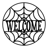 Spiderweb Welcome Metal Halloween Holiday Sign | Spooky Home Decor | Halloween Door Hanger