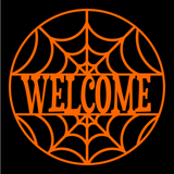 Spiderweb Welcome Metal Halloween Holiday Sign | Spooky Home Decor | Halloween Door Hanger