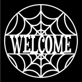 Spiderweb Welcome Metal Halloween Holiday Sign | Spooky Home Decor | Halloween Door Hanger