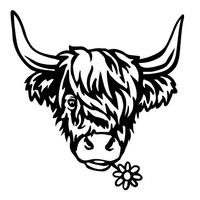 Charming Highland Cow Daisy Metal Sign