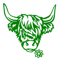 Charming Highland Cow Daisy Metal Sign