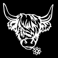 Charming Highland Cow Daisy Metal Sign