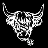 Charming Highland Cow Daisy Metal Sign