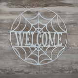 Spiderweb Welcome Metal Halloween Holiday Sign | Spooky Home Decor | Halloween Door Hanger