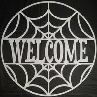 Spiderweb Welcome Metal Halloween Holiday Sign | Spooky Home Decor | Halloween Door Hanger