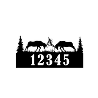 Bull Elk Metal Address Sign - 1-Line House Address Sign