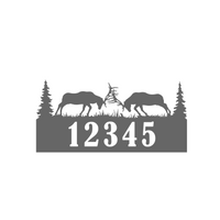 Bull Elk Metal Address Sign - 1-Line House Address Sign