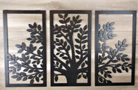 3-Panel Tree Scene Metal Wall Art - Nature Inspired Wall Hanging