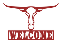 Longhorn Bull Skull Welcome Sign - Front Door Home Sign