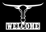Longhorn Bull Skull Welcome Sign - Front Door Home Sign