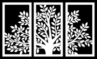 3-Panel Tree Scene Metal Wall Art - Nature Inspired Wall Hanging